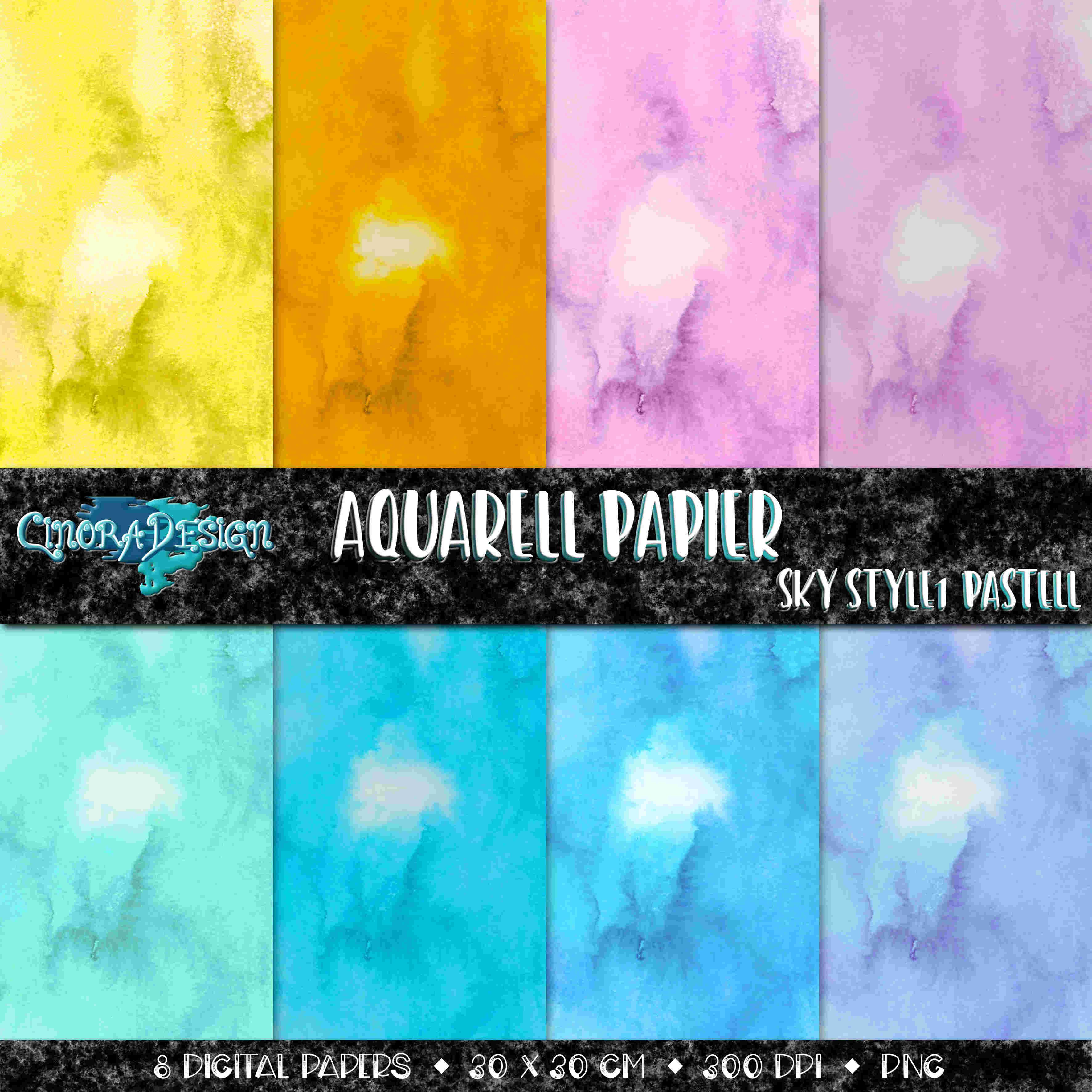 Aquarell Papier_SkyStyle1 Pastell Farben_CinoraDesign