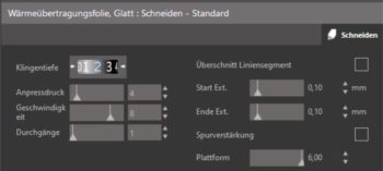 neue Funktionen Silhouette Studio 4.3_Schneideeinstellungen Wärmeübertragungsfolie Glatt_V4.3